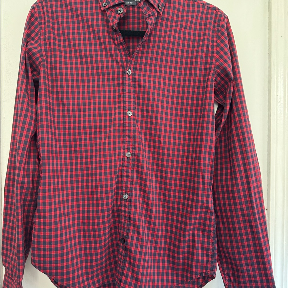 Zara Red Plaid Men's Casual Shirt